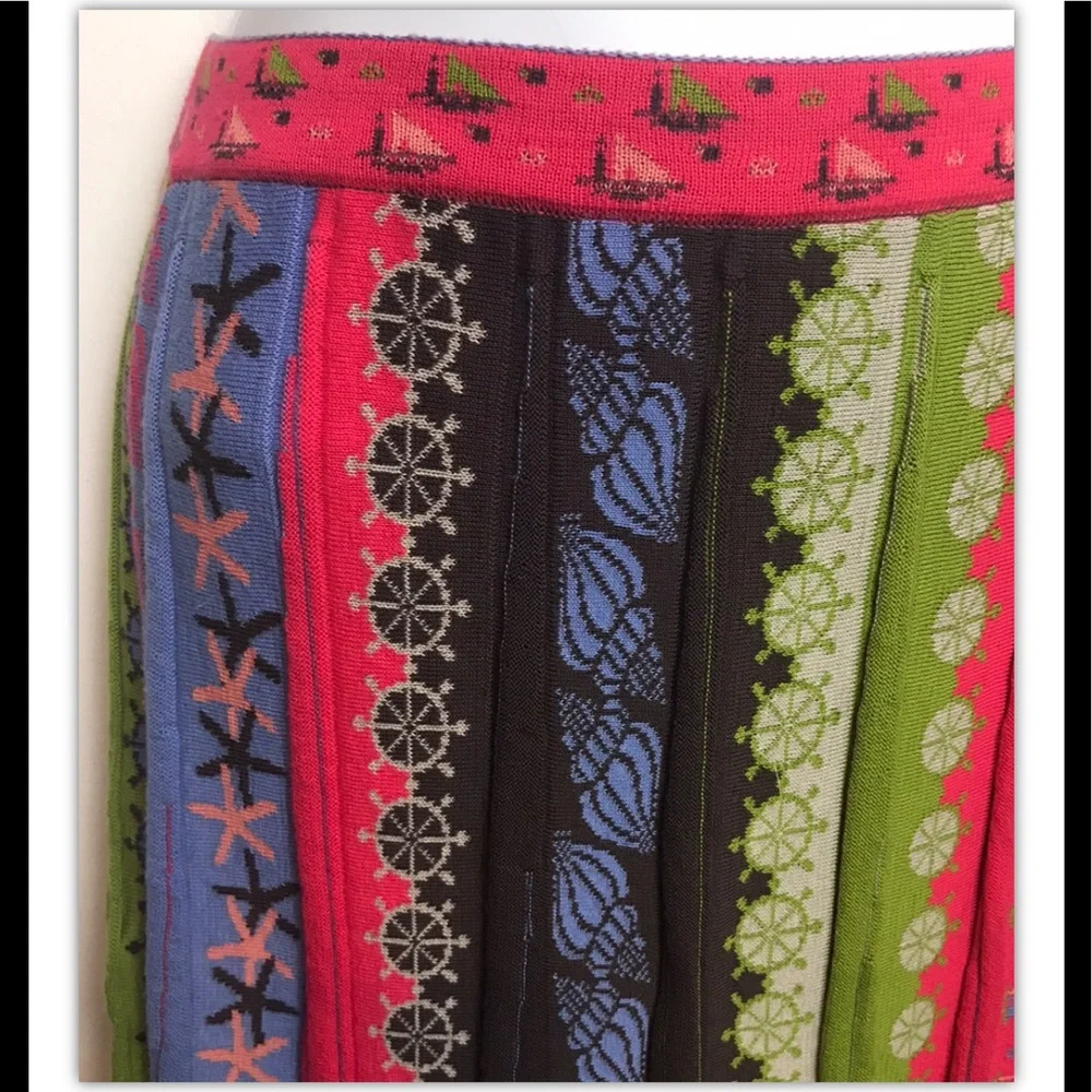 IVKO Anthropologie Sweater Skirt Pleated Serbia Sea Motif Pencil Midi